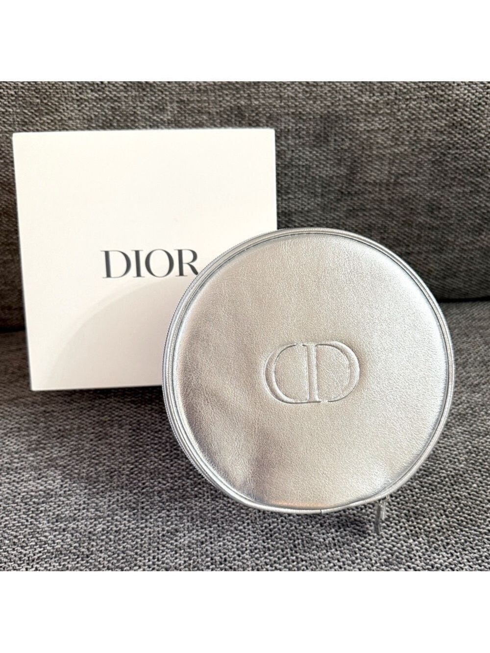 Dior Silver Round Pouch Vanity New Authentic